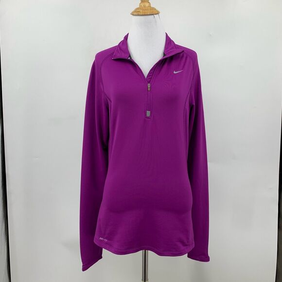 Nike Sweatshirt Womens S Small Violet Dri Fit Half Zip Stay Warm Running Shirt - Picture 2 of 12